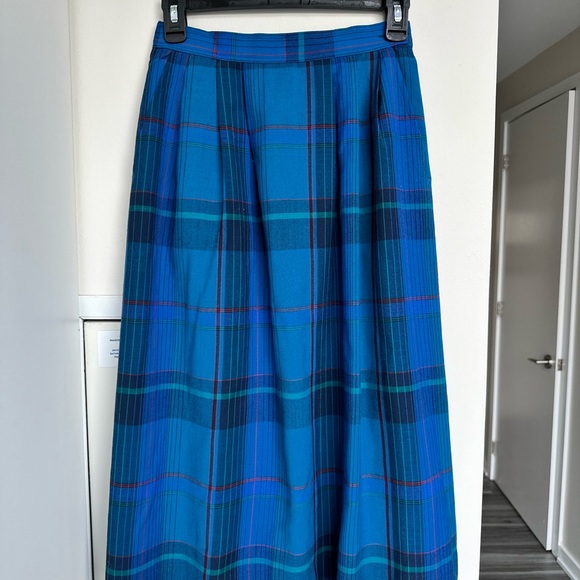 Pendleton Petite Vintage Vibrant Blue Plaid A-Line Skirt - Picture 2 of 8